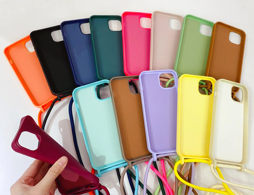 Capinha Capa Para iPhone 15 Com Cordão Alça Longa Regulável