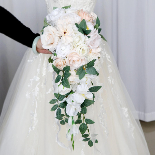 Ramo De Novia De Boda, Flores De Rosas Artificiales De