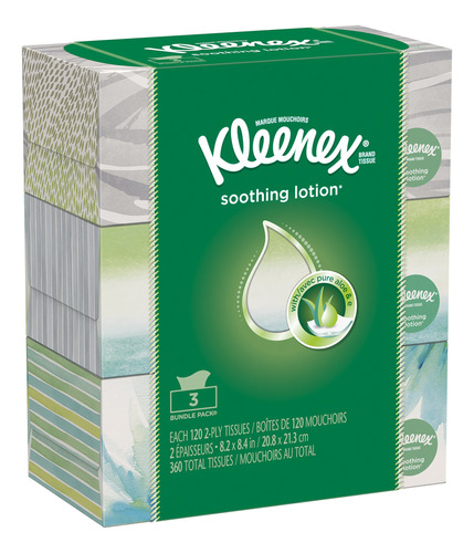 Kleenex Locin De Tejido Facial, 120 Unidades, (paquete De 3)