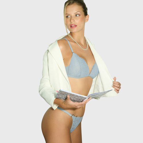 Conjunto Triangulo Armado Y Tangaless Marcela Koury 5596 Gris 100