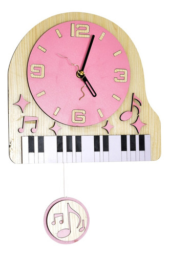 Reloj De Pared En Madera Estilo De Piano Medidas 28x16 Cm 