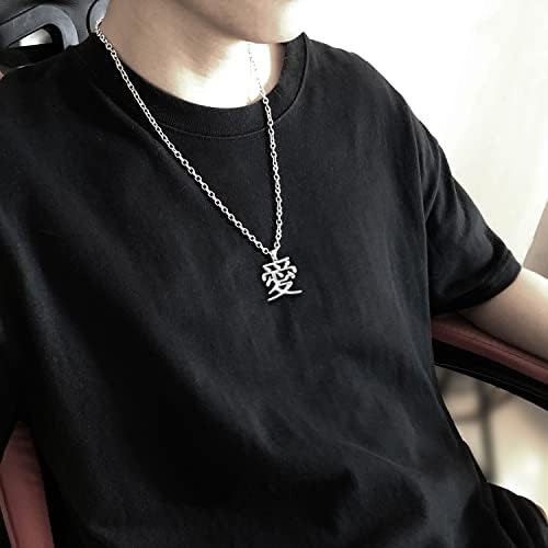 Wchama Love Kanji Collar Japonés Para Hombres Mujeres Cadena