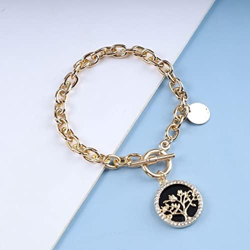 Pulsera De Cadena Gruesa Zeshimb, Cadena De Eslabones Dorado