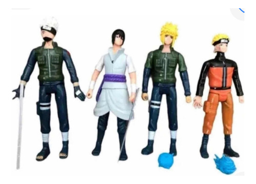 Kit 4 Bonecos Led Naruto Uzumaki Articulados Sasuke Kakashi