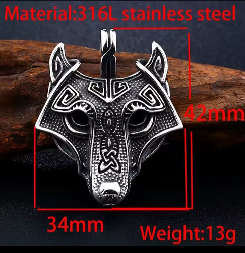 Collar Hombre Lobo Nórdico Acero Incluye Caja!!