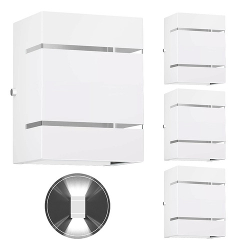 4 Arandelas Externa 2 Frisos Foco Fachos Parede Muro Estrutura Branco 110v/220v