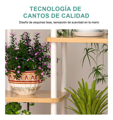 Porta Macetas De Madera Metal De 5 Capas 6 Cuencas Soporte