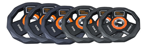 Disco Olimpico 5 Kg Recubierto Engomado Calibrado 50 Mm Gym Negro Con Naranja