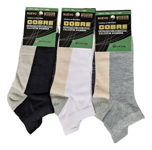 X6 Calcetines Calcetas Con Cobre Hombre Tobilleras Deportiva