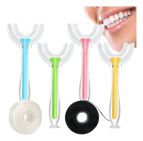 Set Hilo Dental Bambú Menta 100m Y Cepillos Dientes Forma U