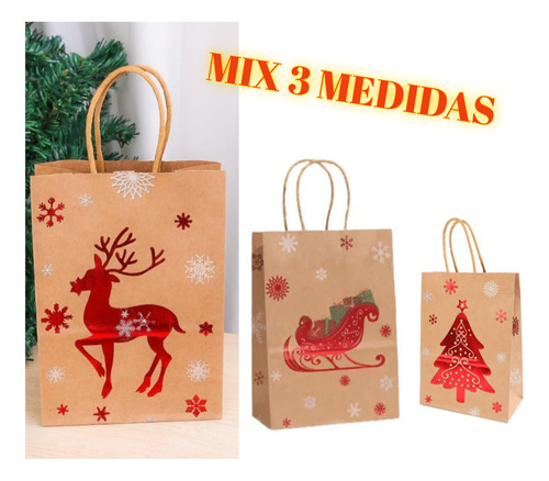 Bolsas Papel Navidad - Mix 36 Un / Envío Gratis X 2 Compras