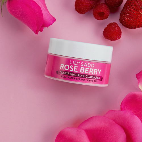 Máscara Facial Lily Sado Rose Berry Pink Clay Com Água De Ro