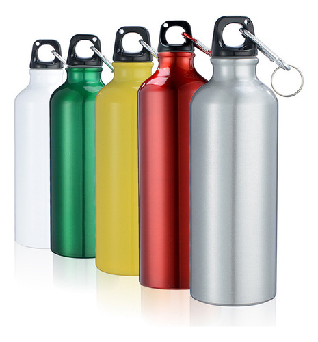 Botella De Agua Portátil De 500 Ml De Aluminio Con Mosquetón