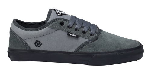 Zapatillas Vicus Folk Gamuza/lona Gris Suela Negra