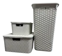 Comprar Canastos Organizadores Pack X3 Mediano Grande Y Ropa Oferta