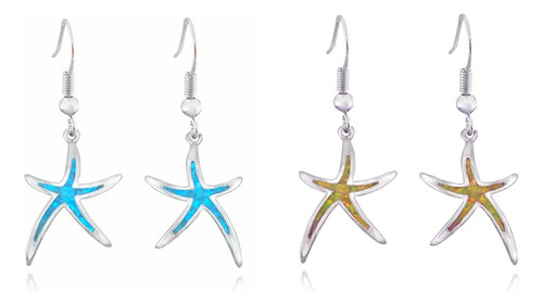 2 Par Pendientes Exquisitos Con Forma De Estrella Colorid