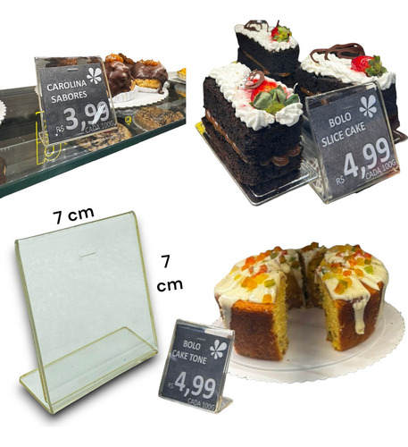 Kit 25 Suporte Etiqueta Preço Gondola Balcão Buffet Acrílico