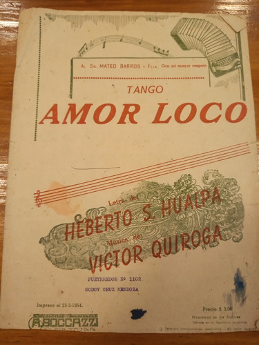 Amor Loco Hualpa Quiroga Tango Partitura