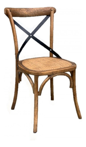 Silla Estilo Thonet Cruz Cross Blanco Esterillado Rattan