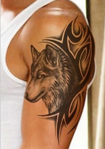 3 Tatuagens Temporária Divertida Lobo Tribal Nº 8