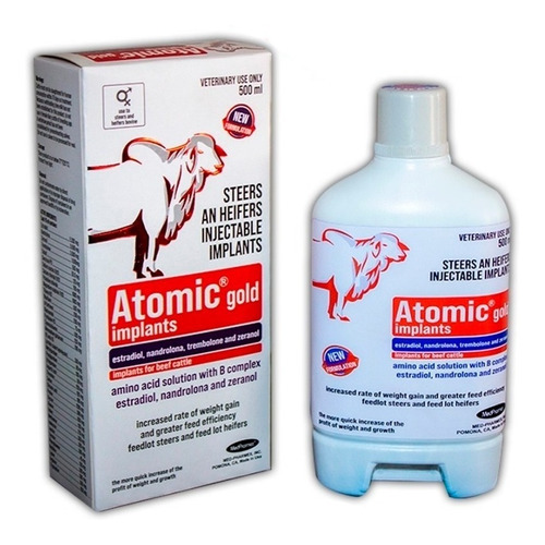 Imagem 1 de 4 de Atomic Gold Implants 500ml Engorda Bovinos Ganho Peso 12un