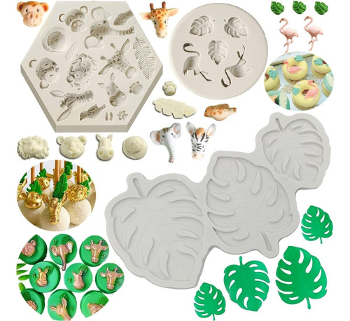 Molde De Silicona Para Fondant De Animales De Safari
