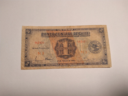 Chile/ Billete 1 Decimo De Condor 11 Feb 1942