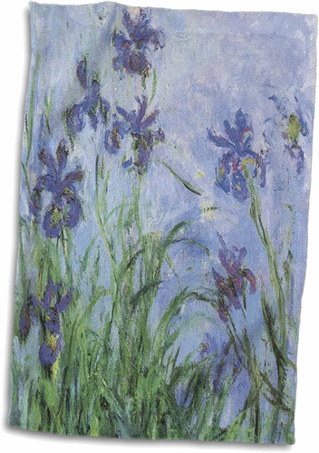 Toalla Fl 3d Rose Irises Vintage Monet, 15 X 22, Multic...