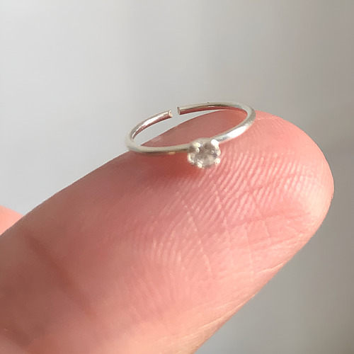 Piercing Argola Nariz Nostril Helix Ponto De Luz Prata 925
