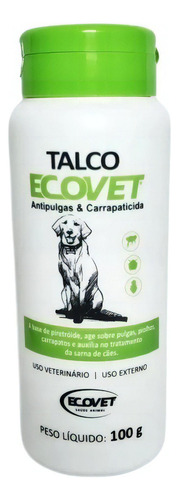 Talco Ecovet Antipulgas Carrapatos Caes Cachorros 100gr