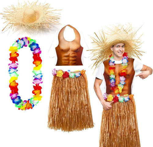 Yahenda - Paquete De 4 Disfraces Hawaianos Para Niño Y Hombr