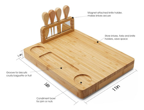 Itopfox Juego De Tablas De Queso De BambĂș Y Cuchillos Para C