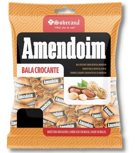 2 Pacotes De Bala Dura Crocante Amendoim - 500g - Soberana