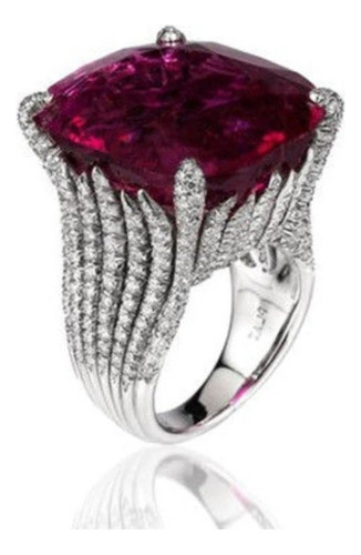 Anillo De Circón Rojo Para Mujer