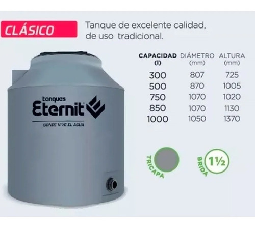 Imagen 4 de 10 de Tanque De Agua Eternit Clásico Tricapa Vertical 850l
