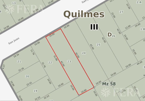 Venta De Terreno 420 M2 En Quilmes Oeste