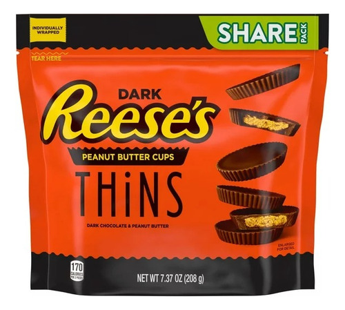Reeses Thins Dark Chocolates Americanos Peanut Butter 208g