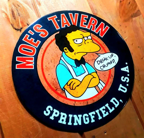 Cartel De Chapa Circular Taberna De Moe Los Simpsons