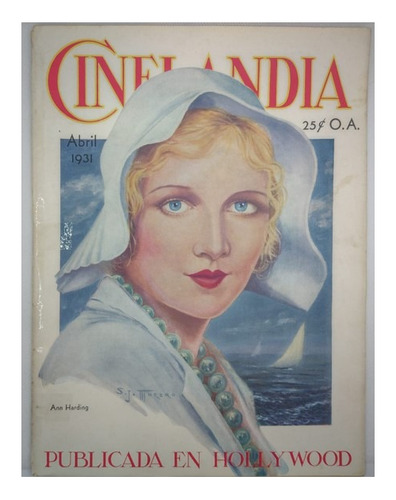 Revista Cinelandia Ann Harding 1931, Con Publicidad Antigua