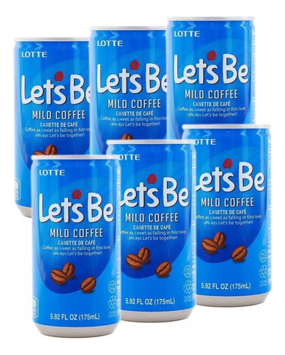 Kit 6 Café Com Leite Let's Be Mild Coffee Lotte 175ml