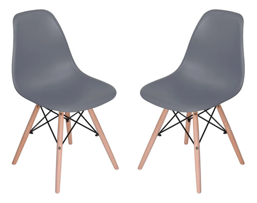 Set De 2 Sillas Eames Modernas Minimalistas Casa - Oficina Estructura de la silla Gris Asiento Gris