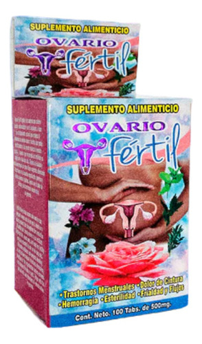 Ovario Fertil 100 Tabletas 500 Mg C/u Esterilidad Hemorragia Sabor Insaboro