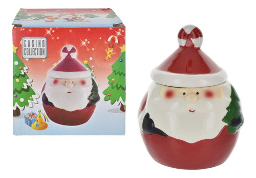 Frasco De Ceramica Navideño Bombonera De Navidad Papa Noel