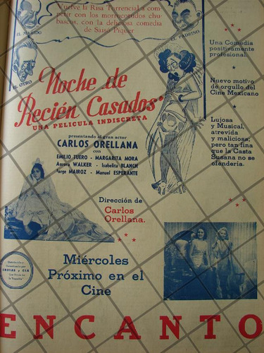 Cartel Antiguo Pelicula. Noche De Recien Casados. 1941 /8