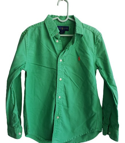 Camisa Ralph Lauren Manga Larga Verde Para Niño Talla 7