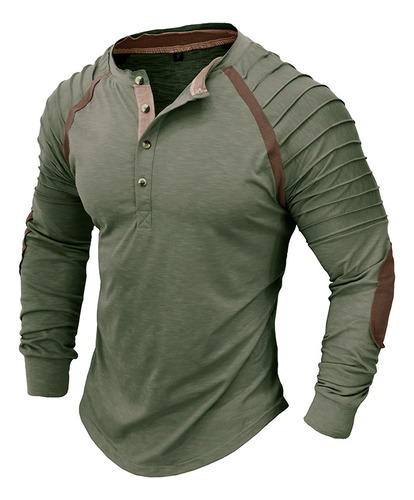 Polera Henley De Manga Larga Con Base Deportiva Para Hombr