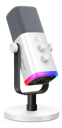 Microfone Fifine XLR/USB Am8, Rgb, cor branca, XLR/USB