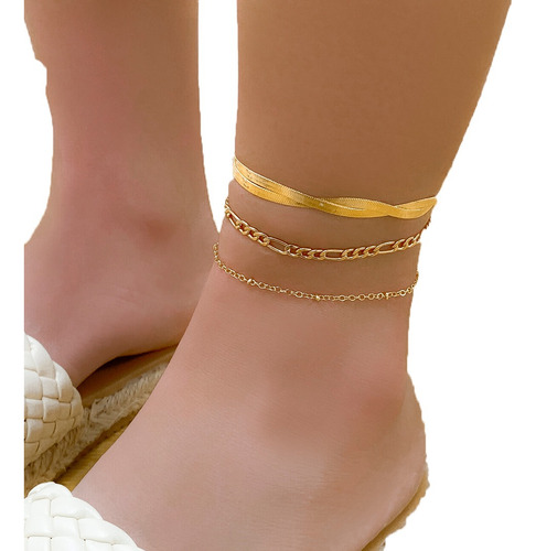 Conjunto De Tobilleras Vintage Con Cadena De Serpiente Para