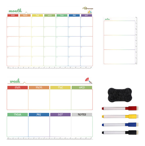 1 Conjunto De Placa Magnética De Geladeira Com Calendário Ap