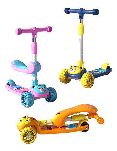 Patín Scooter Asiento Extraíble Ajustable Altura Infantil